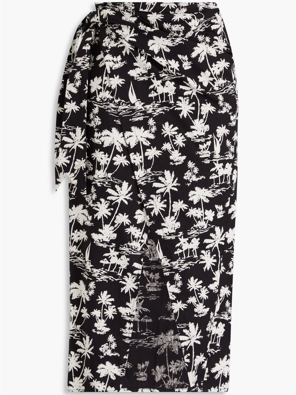 MAJE Women’s Black & White Palm-Print Skirt